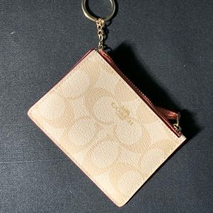 COACH Mini Skinny ID case in Dusty Rose/gold/tan